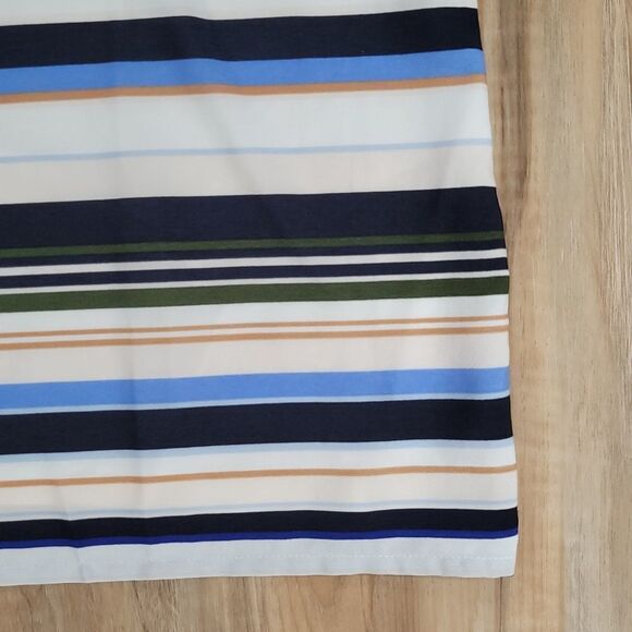 🔺️Ann Taylor Cream Striped Short Sleeve Top Medium - Picture 5 of 8